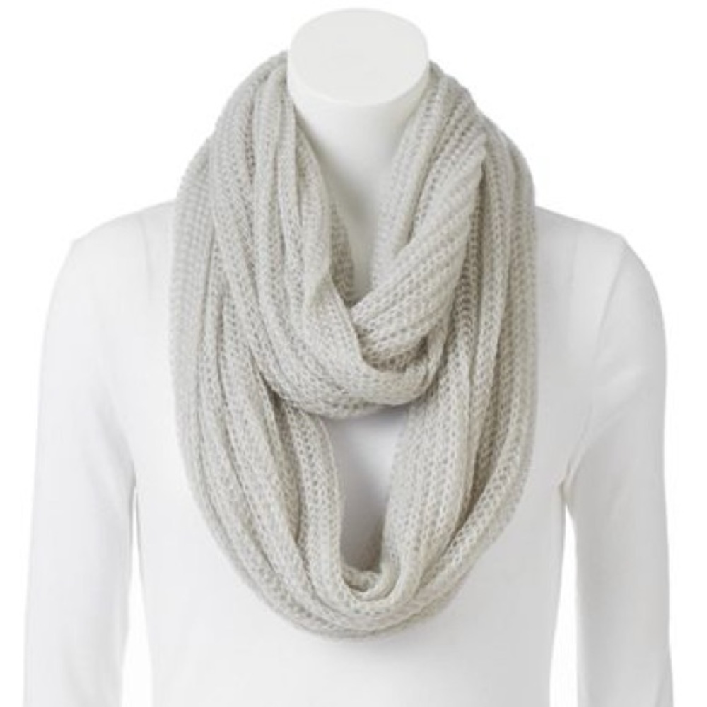 NWT LC Lauren Conrad Gray Open Weave Infinity Scarf
